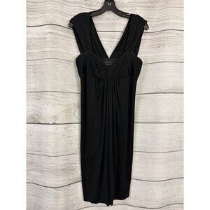 BCBGMaxAzria Black Ruched Bodice V-Neck Dress Size M